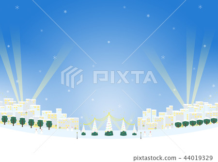 聖誕燈點燃都市風景夜視圖 聖誕燈點燃都市風景夜視圖 44019329
