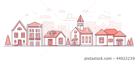 City district - modern thin line design style vector illustration City district - modern thin line design style vector illustration 44022239