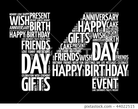 Happy 14th birthday word cloud 44022515