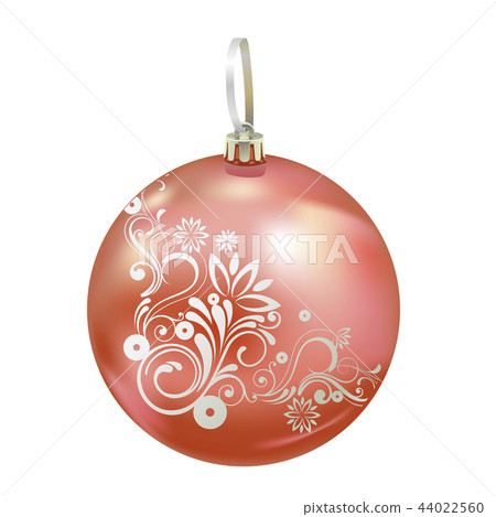 Beautiful realistic New Year 3D glassy red ball  44022560