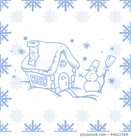 Vector seamless pattern with blue snowflakes 44022569