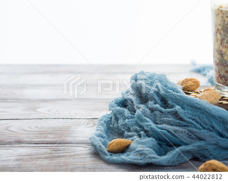 Background with textile and healthy breakfast 44022812
