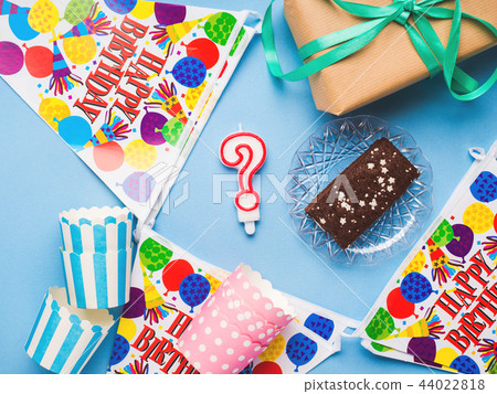 Happy Birthday party items flat lay Happy Birthday party items flat lay 44022818