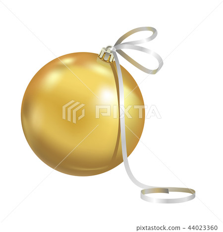 Beautiful realistic New Year 3D glassy yellow ball Beautiful realistic New Year 3D glassy yellow ball 44023360