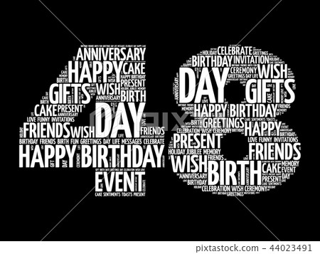 Happy 48th birthday word cloud Happy 48th birthday word cloud 44023491