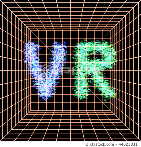 Abstract vr world with neon lines. virtual... - Stock Illustration ...