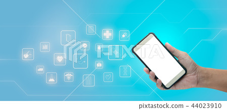hand holding smart phone 44023910