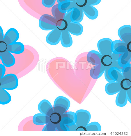 Seamless pattern with hearts and flowers. Seamless pattern with hearts and flowers. 44024282