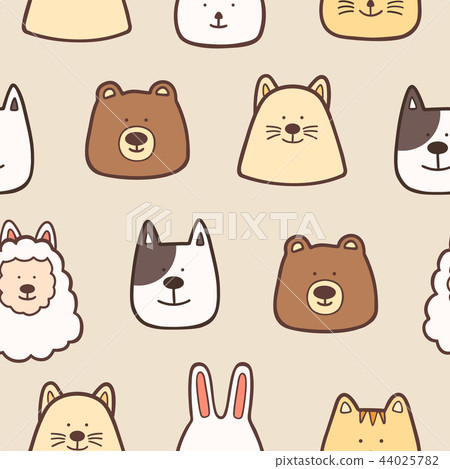 Cute animals seamless pattern background Cute animals seamless pattern background 44025782