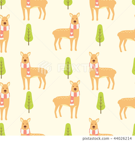 Cute deer seamless pattern background - Stock Illustration [44026214 ...