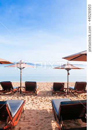 Vacation beach beds under umbrella, Samui island 44026903