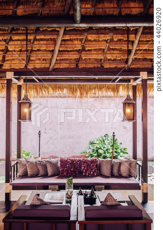 Tropical Resort living room with wooden furniture Tropical Resort living room with wooden furniture 44026920