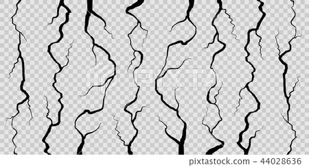 Creative vector illustration of realistic wall cracks set isolated on transparent background. Art Creative vector illustration of realistic wall cracks set isolated on transparent background. Art 44028636