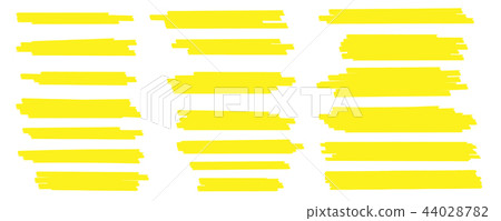 Creative vector illustration of stain strokes, hand drawn yellow highlight japan marker lines 44028782