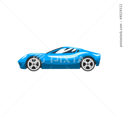 Blue sports racing car, supercar, side view vector Illustration on a white background 44029312