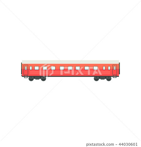 Red passenger train wagon, railway carriage vector Illustration on a white background 44030601