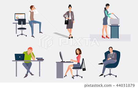 Business people working in the office, office workers sitting at computers and carring out their Business people working in the office, office workers sitting at computers and carring out their 44031879