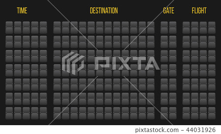 Creative vector illustration of realistic flip scoreboard, arrival airport board with alphabet 44031926
