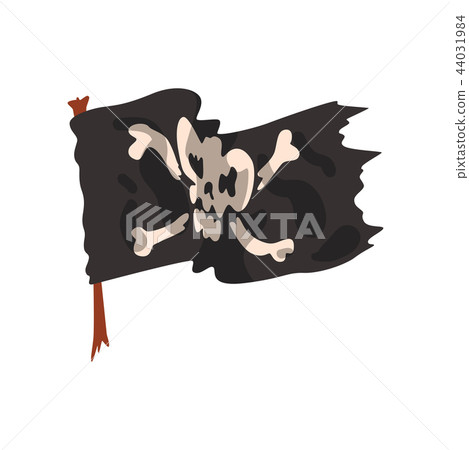 Black pirate flag with skull and bones vector... - Stock Illustration ...
