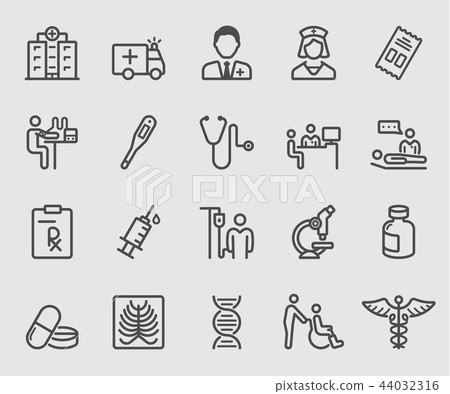 Line icons set for Medical care, Hospital, Health - Stock Illustration ...