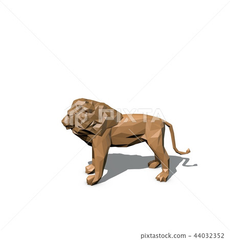 Polygonal lion. Isolated on white background.  44032352