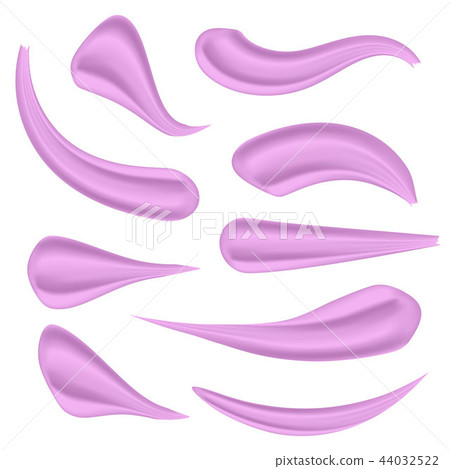 Creative vector illustration of various strokes beauty face cosmetic white cream texture set 44032522