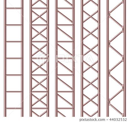 Creative vector illustration of steel truss girder, chrome pipes isolated on transparent background 44032532