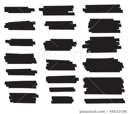 Creative vector illustration of stain strokes, hand drawn yellow highlight japan marker lines 44032596