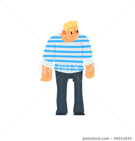 Muscular sailor man, seaman character in striped singlet vector Illustration on a white background 44032643