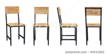 set of wooden chair isolated on white 44032962