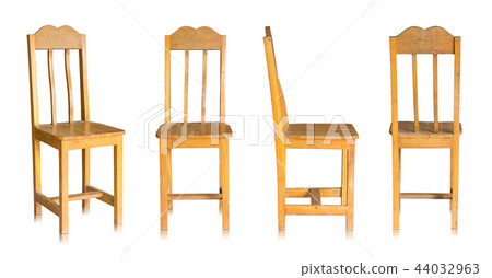 set of wooden chair isolated on white 44032963