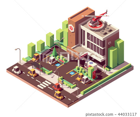 Vector isometric hospital building Vector isometric hospital building 44033117