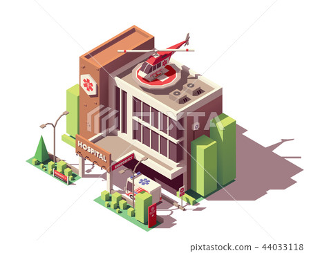 Vector isometric hospital building Vector isometric hospital building 44033118