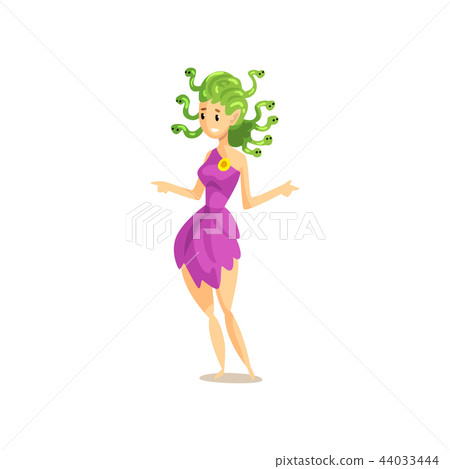 Medusa Gorgon ancient mythical creature cartoon vector Illustration on a white background 44033444