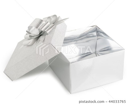 Isolated silver gift box on white background Isolated silver gift box on white background 44033765