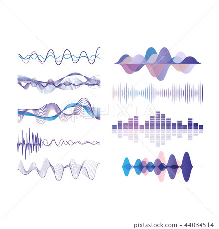 Sound waves set, audio digital equalizer technology, musical pulse vector Illustrations on a white 44034514