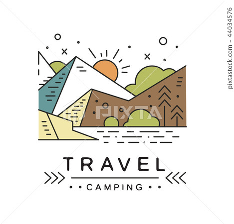 Travel camping logo design, adventure, travel, tourism, mountaineering and outdoor activity label 44034576