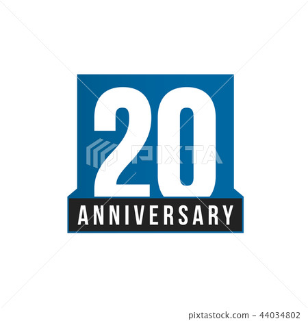 20th Anniversary vector icon. Birthday logo template. Greeting card design element. Simple business 44034802
