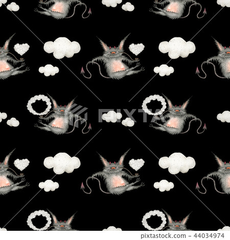 Smoking devils watercolor seamless pattern Smoking devils watercolor seamless pattern 44034974
