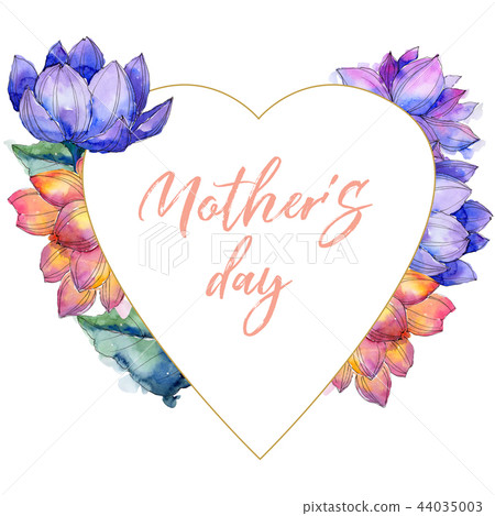 Wildflower watercolor colorful lotus flower. Floral botanical flower. Frame border ornament square. Wildflower watercolor colorful lotus flower. Floral botanical flower. Frame border ornament square. 44035003