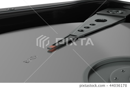 Damaged a hard disk drive HDD, magnetic surface with BAD sector 3d illustration 44036178