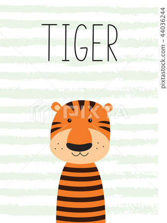 Cute little tiger. Poster, card for kids Cute little tiger. Poster, card for kids 44036244