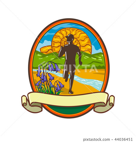 Fun Run Bluebells and Ammonite Oval Retro 44036451