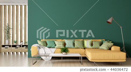 Interior of living room with sofa 3d rendering - Stock Illustration ...