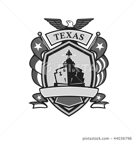 Texas Battleship Badge Grayscale 44036796