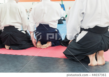 People in kimono and hakama on martial arts training 44037361