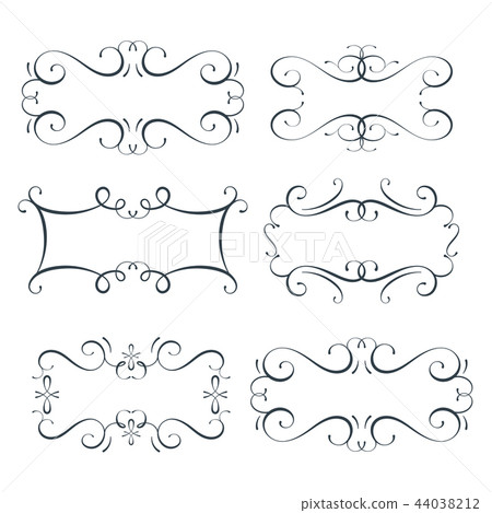 Vector flourish frames set, scroll border 44038212