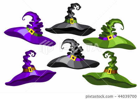 Cartoon witch hats set isolated on white 44039700
