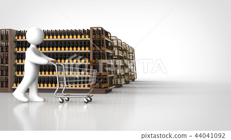 Beer shelf and customer left 44041092