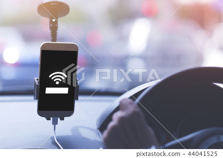 Free wi-fi on public taxi in city. Communication Free wi-fi on public taxi in city. Communication 44041525